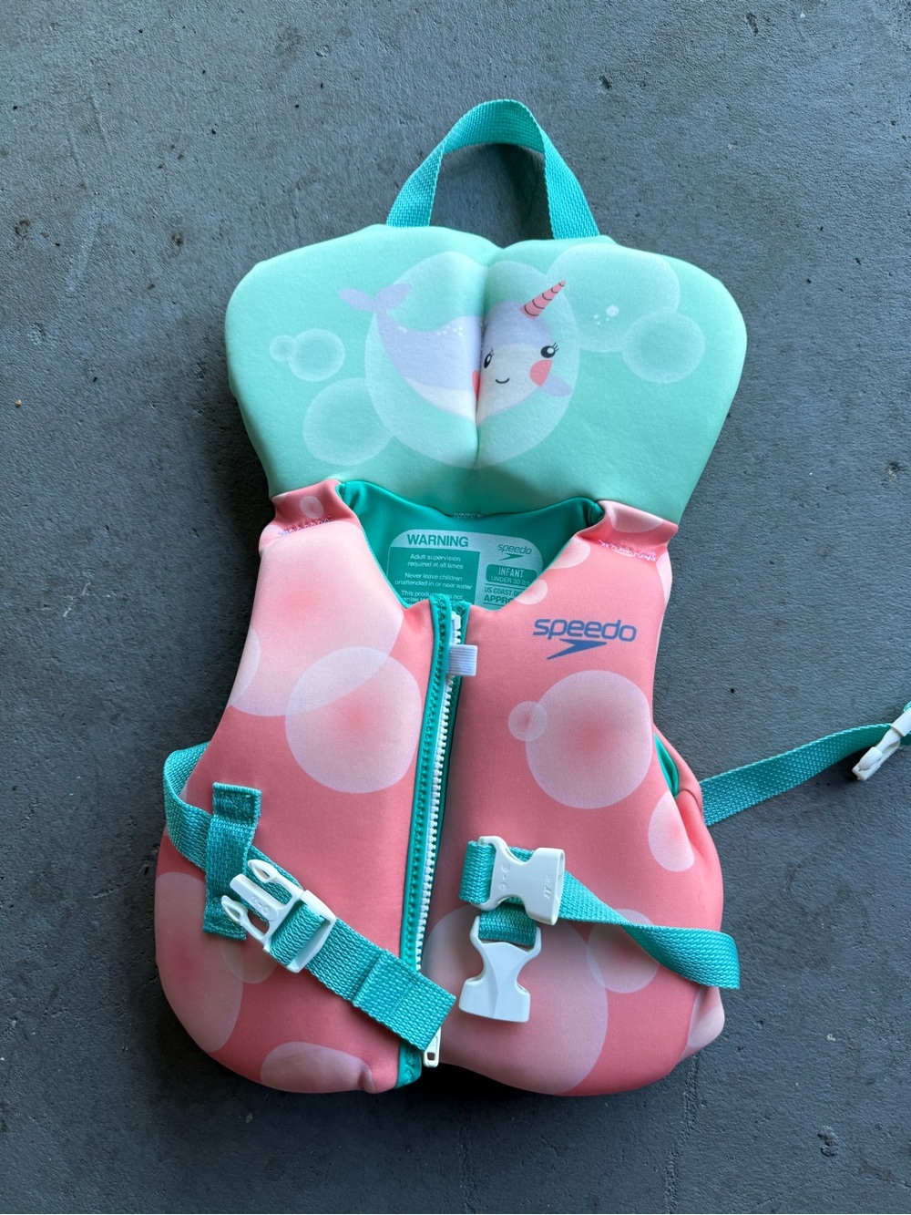 Speedo Coral Pink & Mint Narwhal Kids Swim Vest